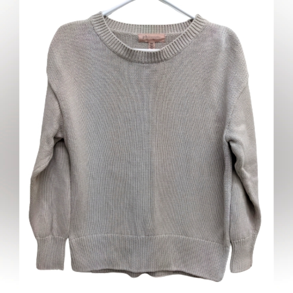 Philosophy women's beige cotton knit sweater size M